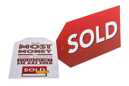 Real Estate Auctions! Sold ASAP's Hang-Tag Inspired Die Cut Business Card Business Card Design Example - Print Peppermint