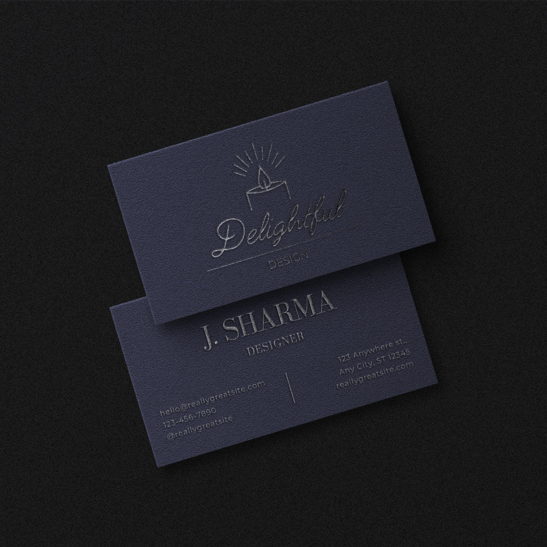 print - Blue Paper Silver Foil Graphic Designer Business Card - Print Peppermint - custom