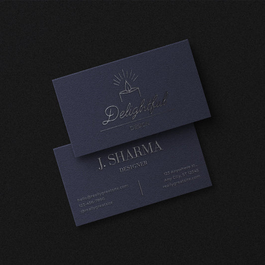 print - Blue Paper Silver Foil Graphic Designer Business Card - Print Peppermint - custom