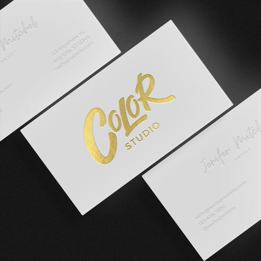 print - Debossed Gold Foil Artist Studio Business Card - Print Peppermint - custom