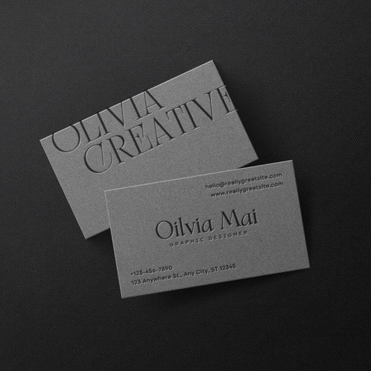 print - Gray Letterpress Graphic Designer Business Card - Print Peppermint - custom