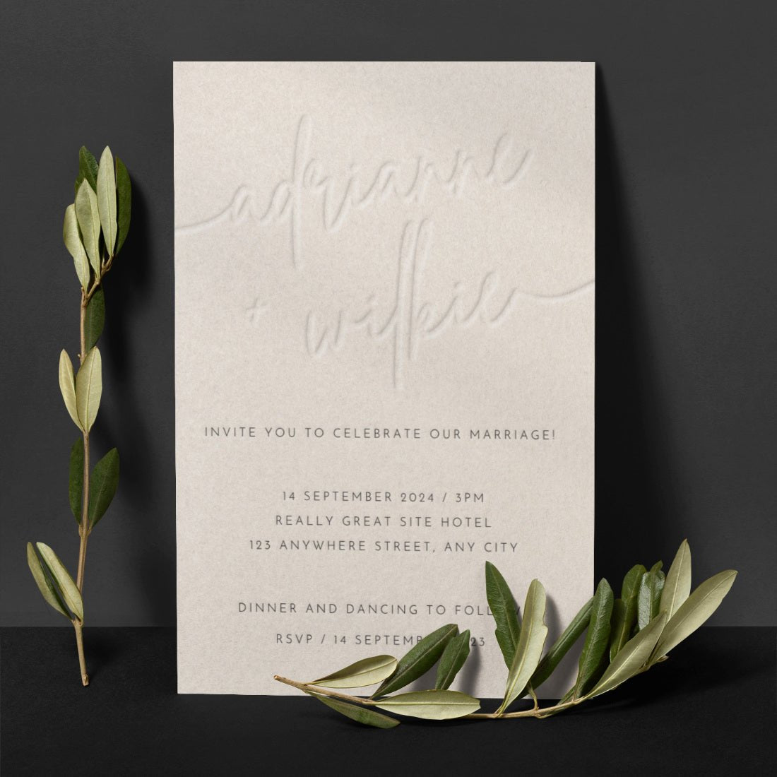 print - Letterpress Wedding Invitations - Print Peppermint - custom