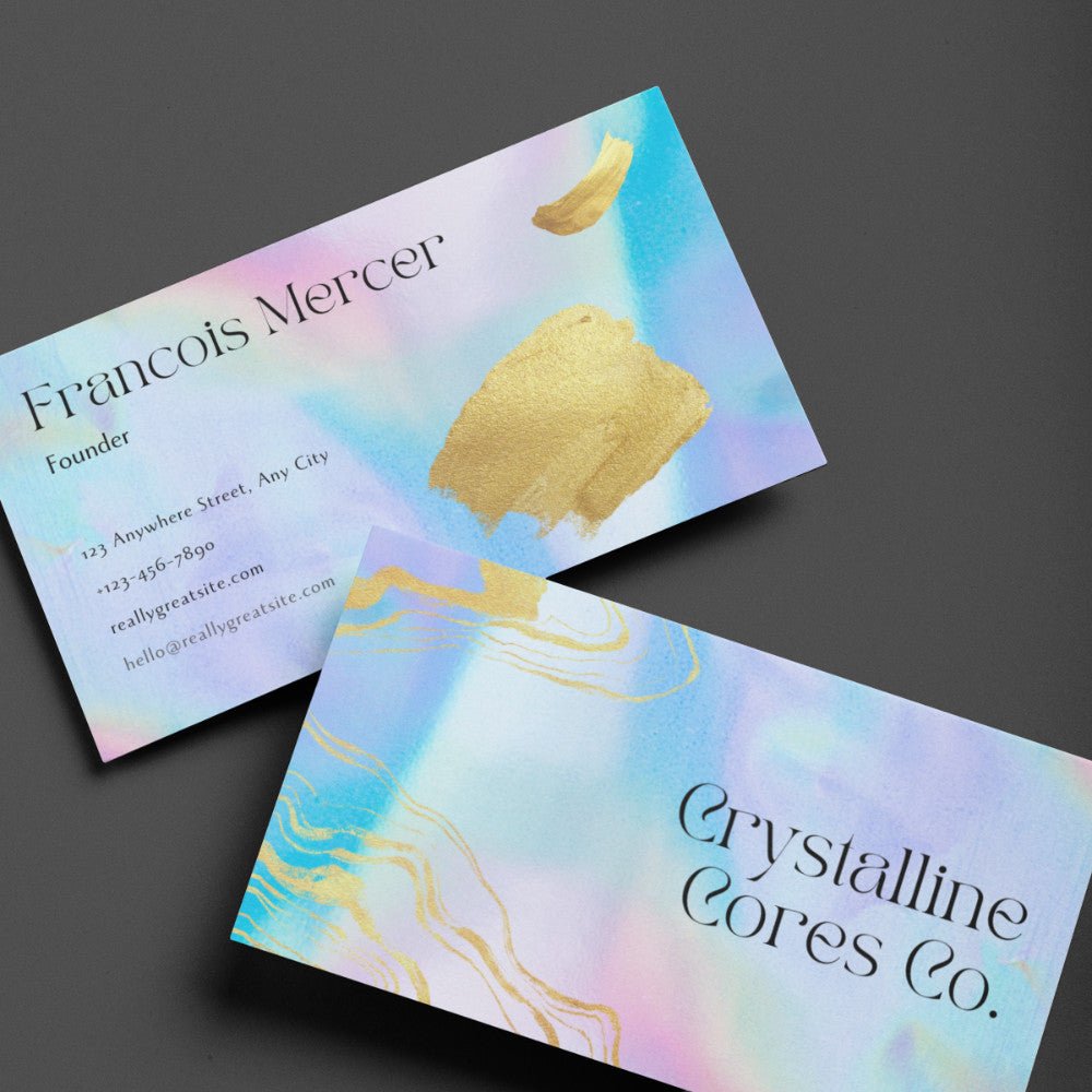 print - Modern Holo Paper Gold Foil Business Card - Print Peppermint - custom