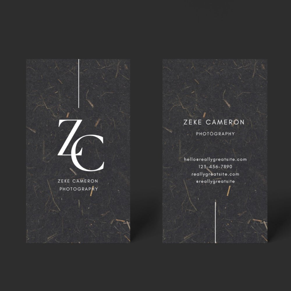 print - Modern Vertical Black Pulp Paper Business Card - Print Peppermint - custom