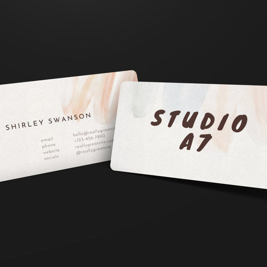 print - Neutral Earthy Creative Watercolor Paper Artist Business Card - Print Peppermint - custom