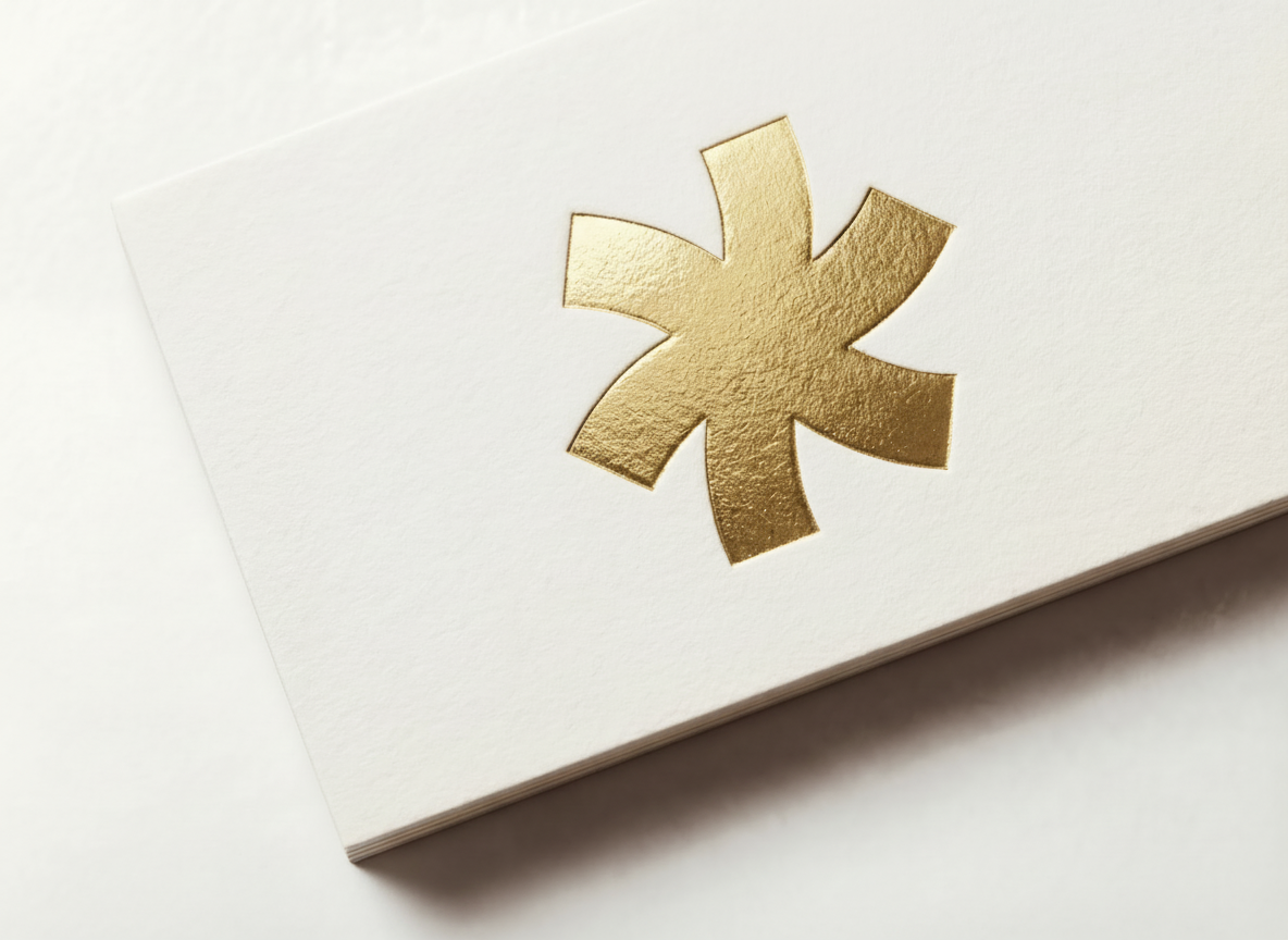 Gold foil stamped on a Print Peppermint cotton business card