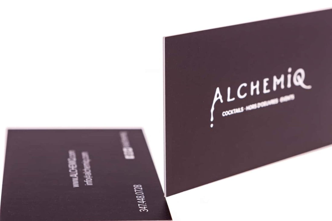 alchemiq cocktails event Business Card Design Example - Print Peppermint
