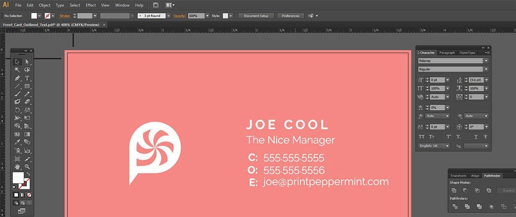 How To Design A Business Card in Adobe Illustrator - Print Peppermint
