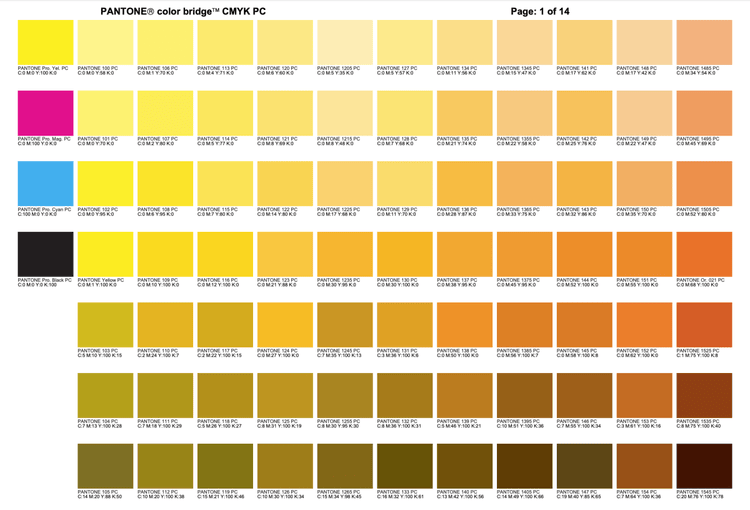 PANTONE® color bridge™ CMYK PC - Process Color Reference Chart Free Do ...