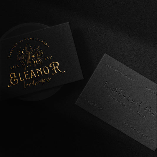 print - Black Gold Foil Blind Embossed Landscaping Business Card - Print Peppermint - custom