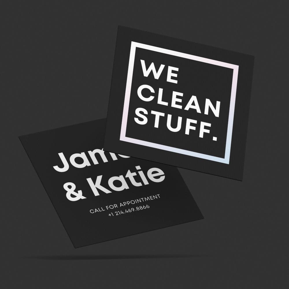 print - Black Modern Minimal Square Cleaning Business Cards - Print Peppermint - custom