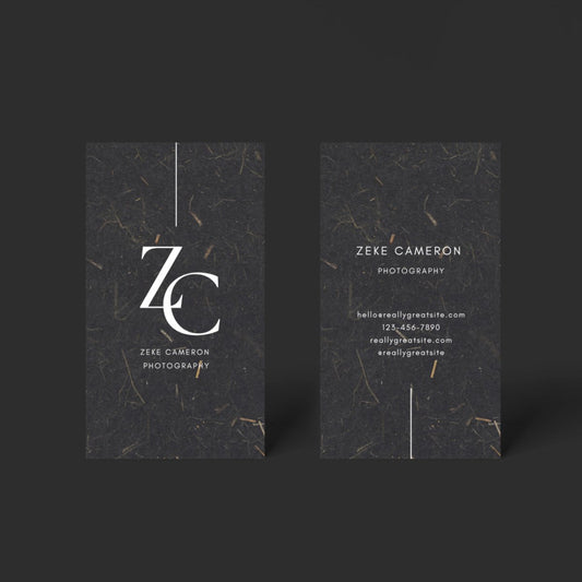 print - Black Vertical Pulp Paper Business Cards - Print Peppermint - custom