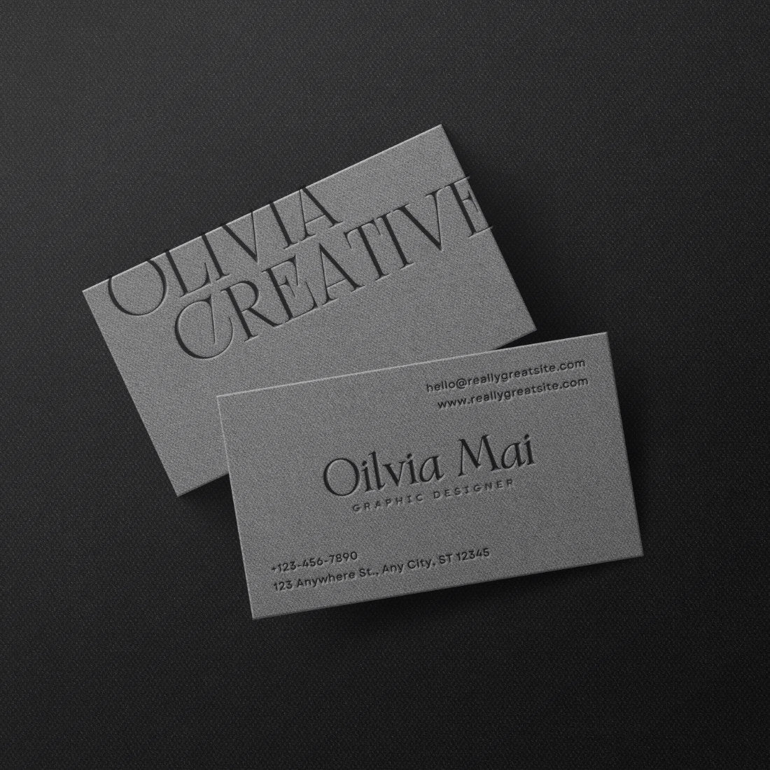 Druck - Graue Letterpress-Grafikdesigner-Visitenkarte - Print Peppermint - Brauch