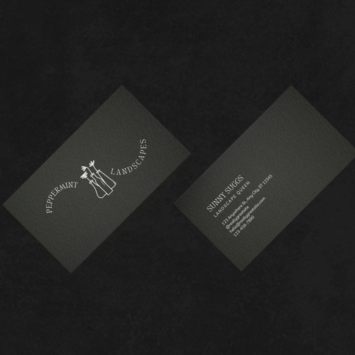 print - Modern Minimal Black Landscaping Business Card - Print Peppermint - custom