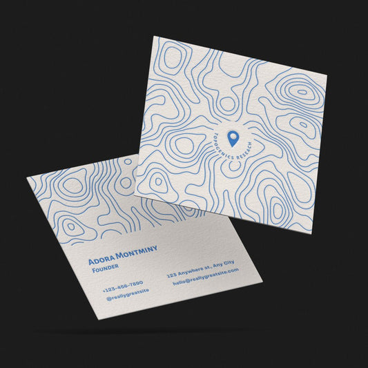 print - Modern Square Topographic Letterpress Business Card - Print Peppermint - custom