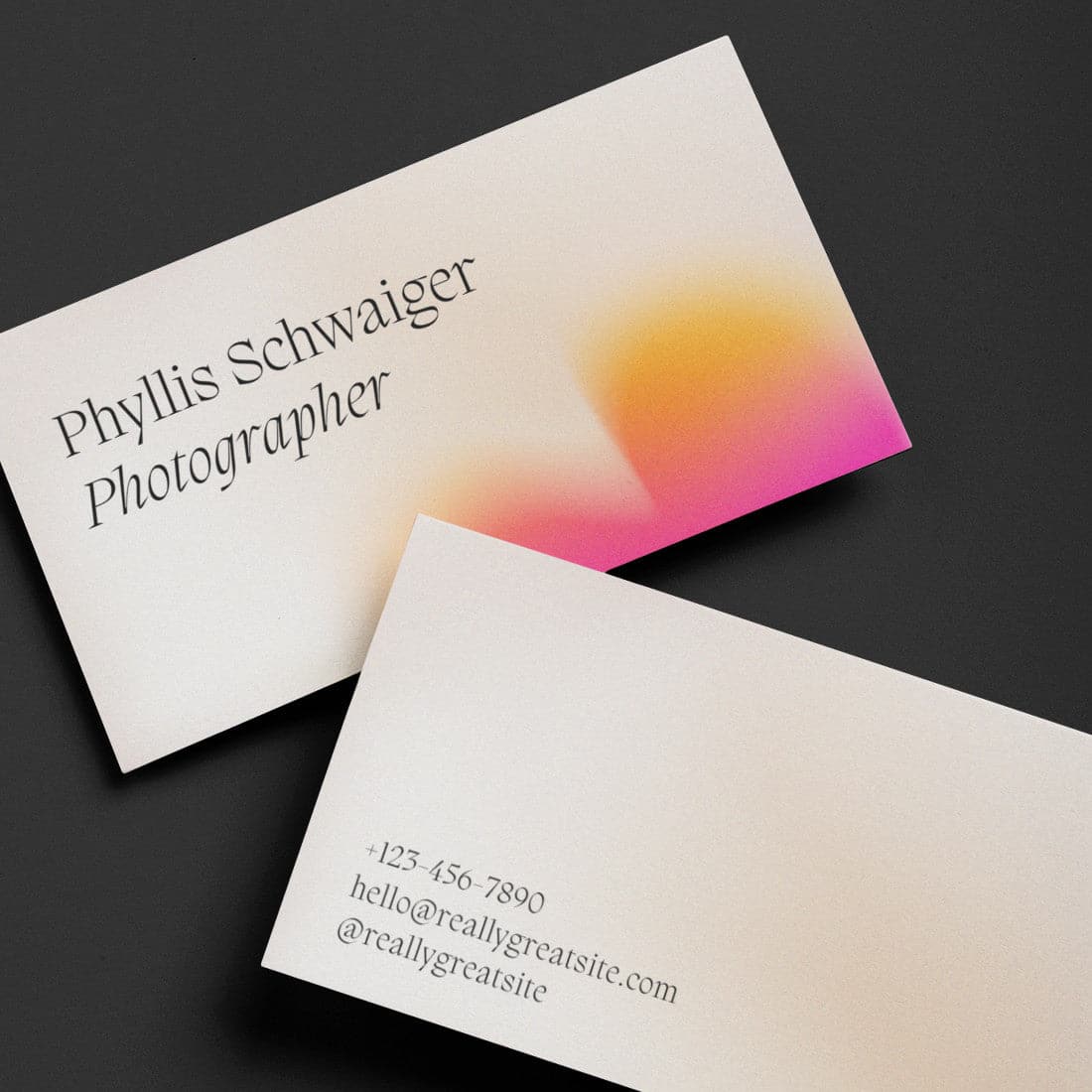 Druck - Kreative Fotografen-Visitenkarte mit neonrosa Farbverlauf - Print Peppermint - Brauch