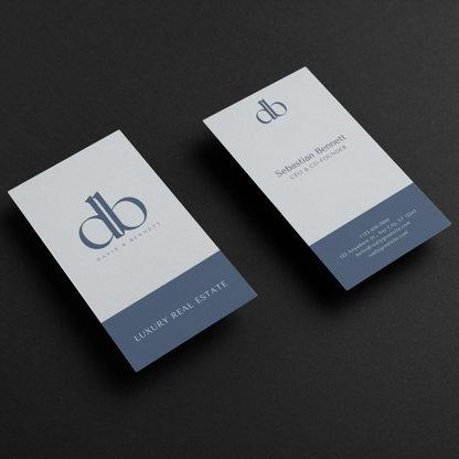 print - Vertical Navy & Light Blue Real estate Services Business Card - Print Peppermint - custom